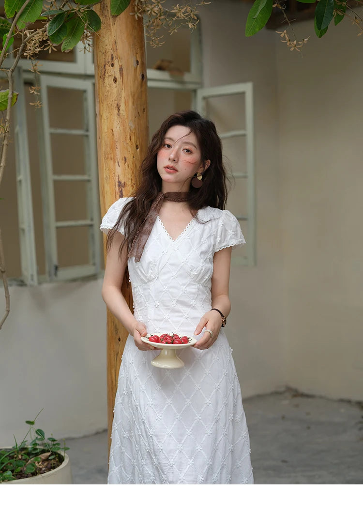 Mishow V-Neck Lace Spliced Embroidery Dress MXE38L2378