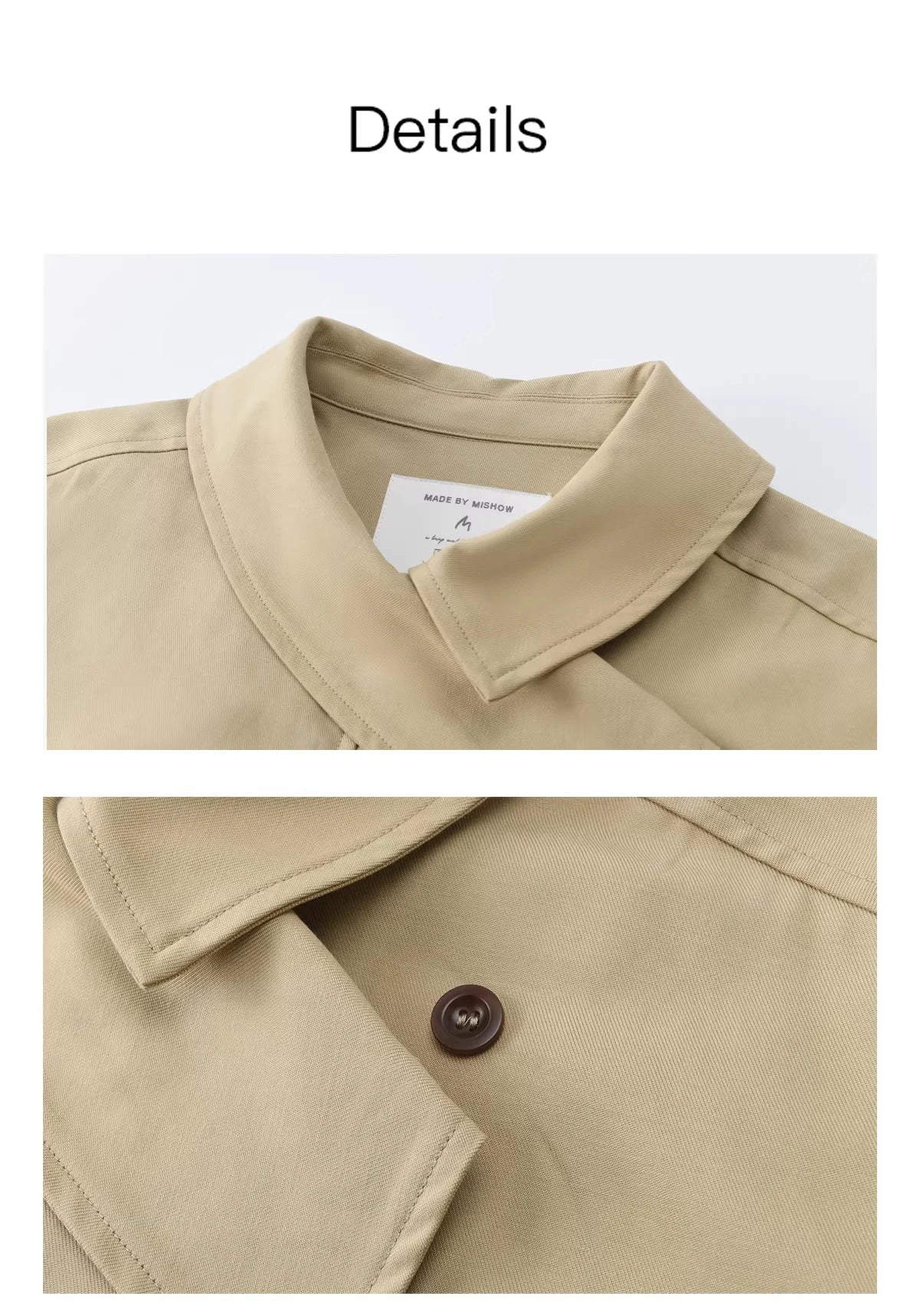 MISHOW Khaki Cropped Jacket Asymmetrical Collar Drawstring Waist MXF11W1029