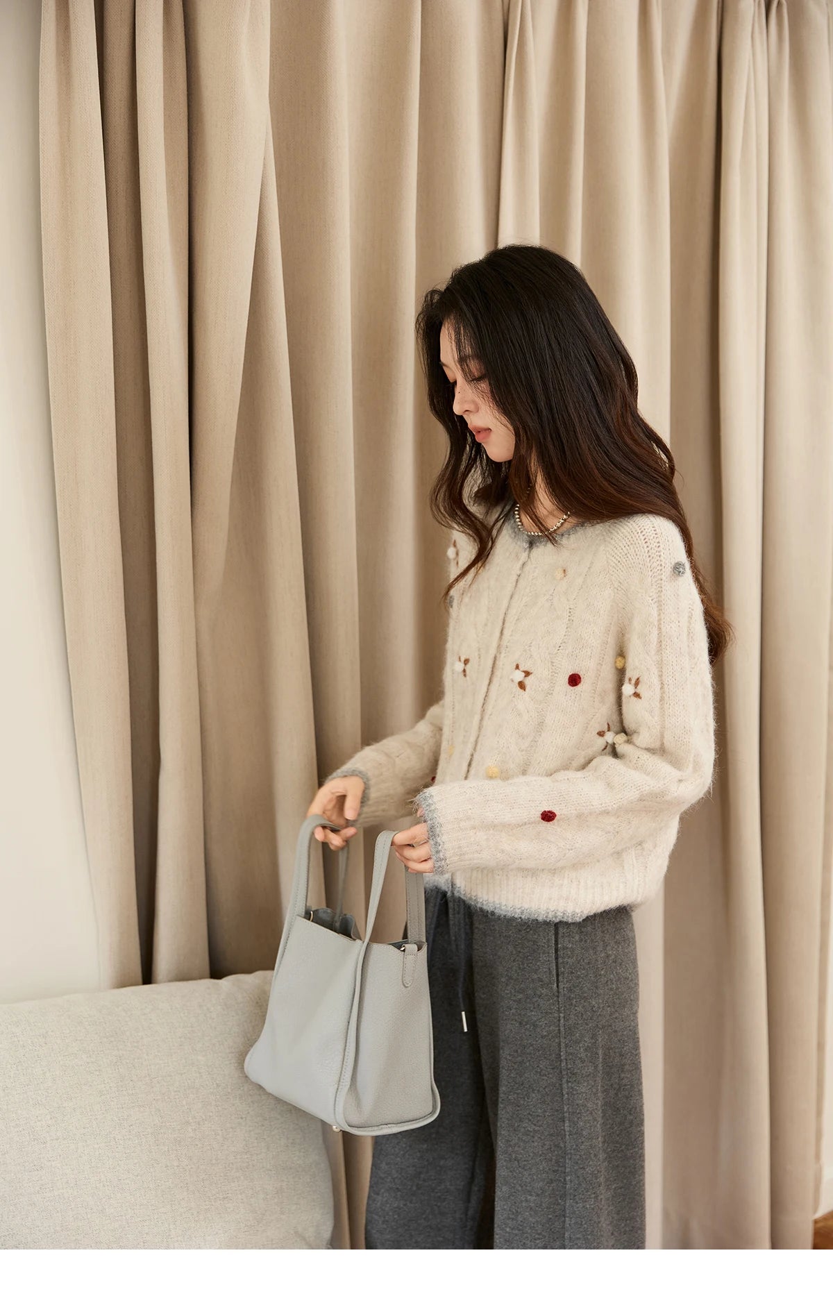 Mishow Hand-Crocheted Wool Blend Cardigan MXE48Z2575