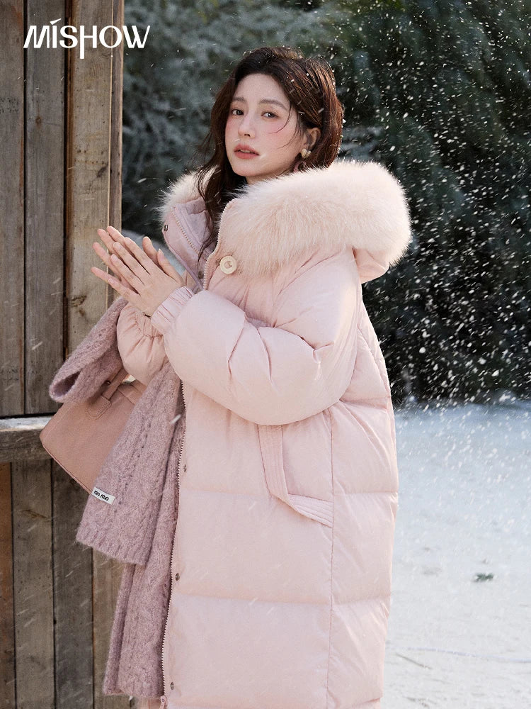 Mishow Fox Fur Collar 90% Down Long Coat MXD112Y0070