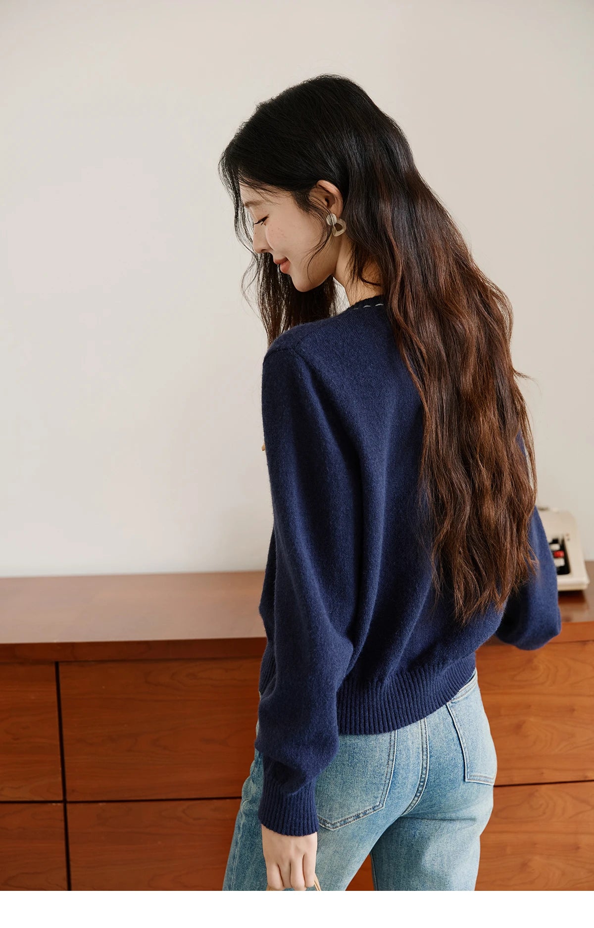 Mishow Bow Placket Lantern Sleeve Cardigan with Brooch MXE45Z1377
