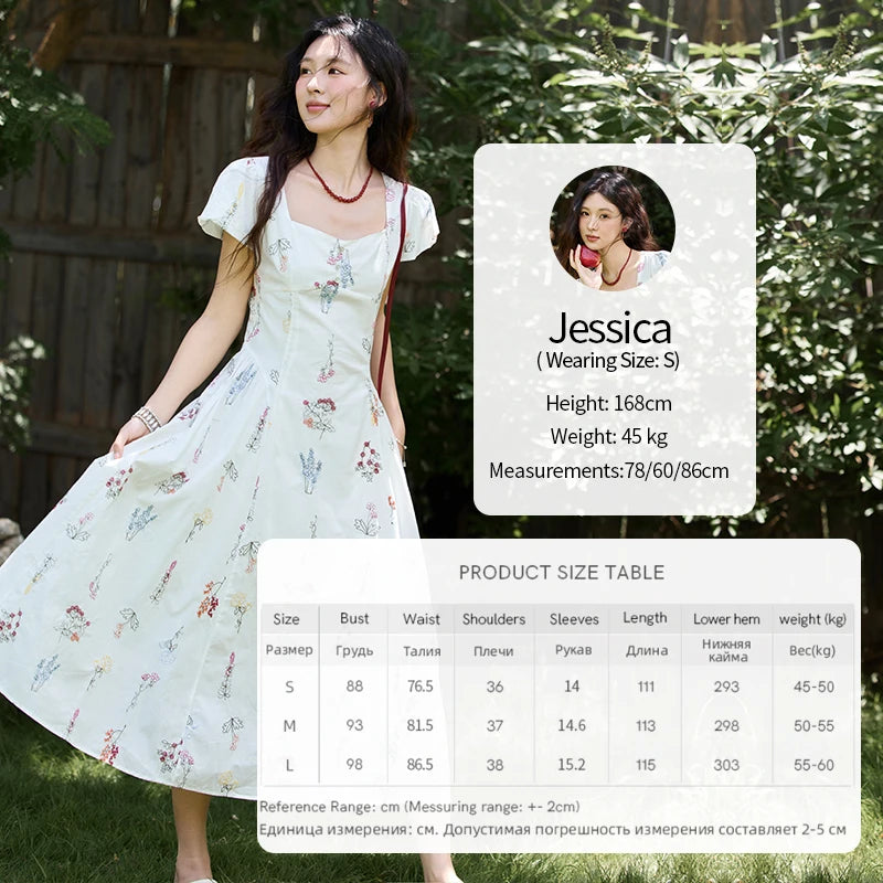 Mishow French Embroidery Square Neck Puff Sleeve Dress MXE39L2389