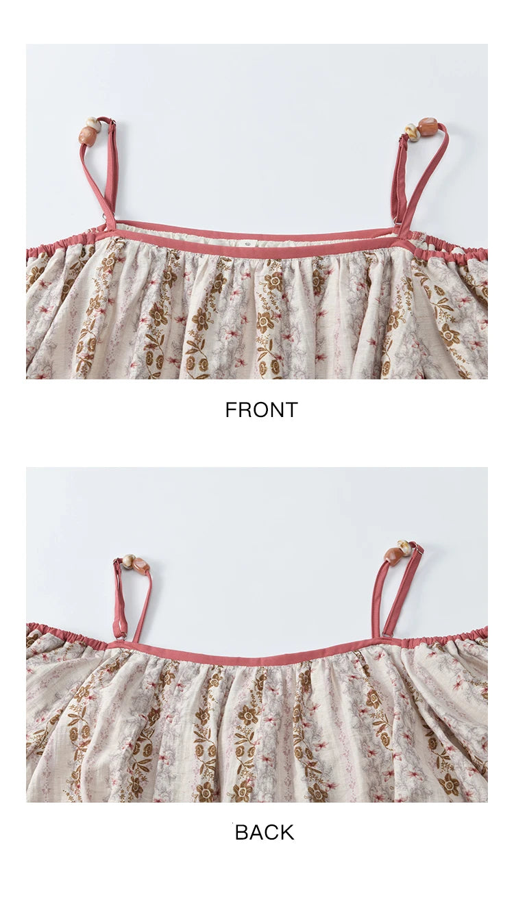 MISHOW One-Shoulder Floral Blouse Short Sleeve Contrast MXE31X1767