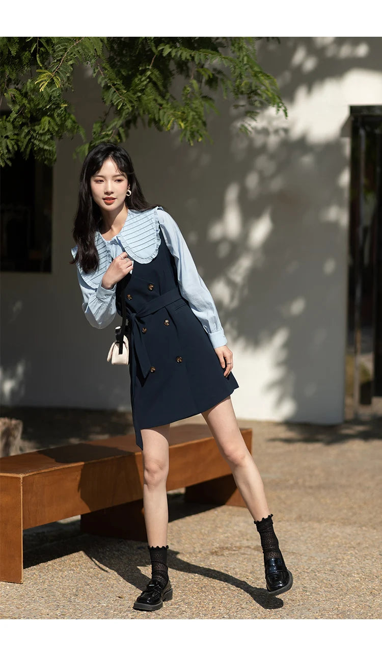 Mishow Korean Doll Collar Vest & Shirt Dress Set MXB12C0199