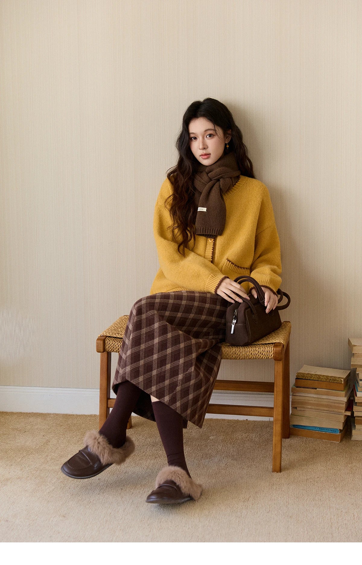Mishow Yellow Color Collision Edge Pocket Cardigan MXE94Z2973