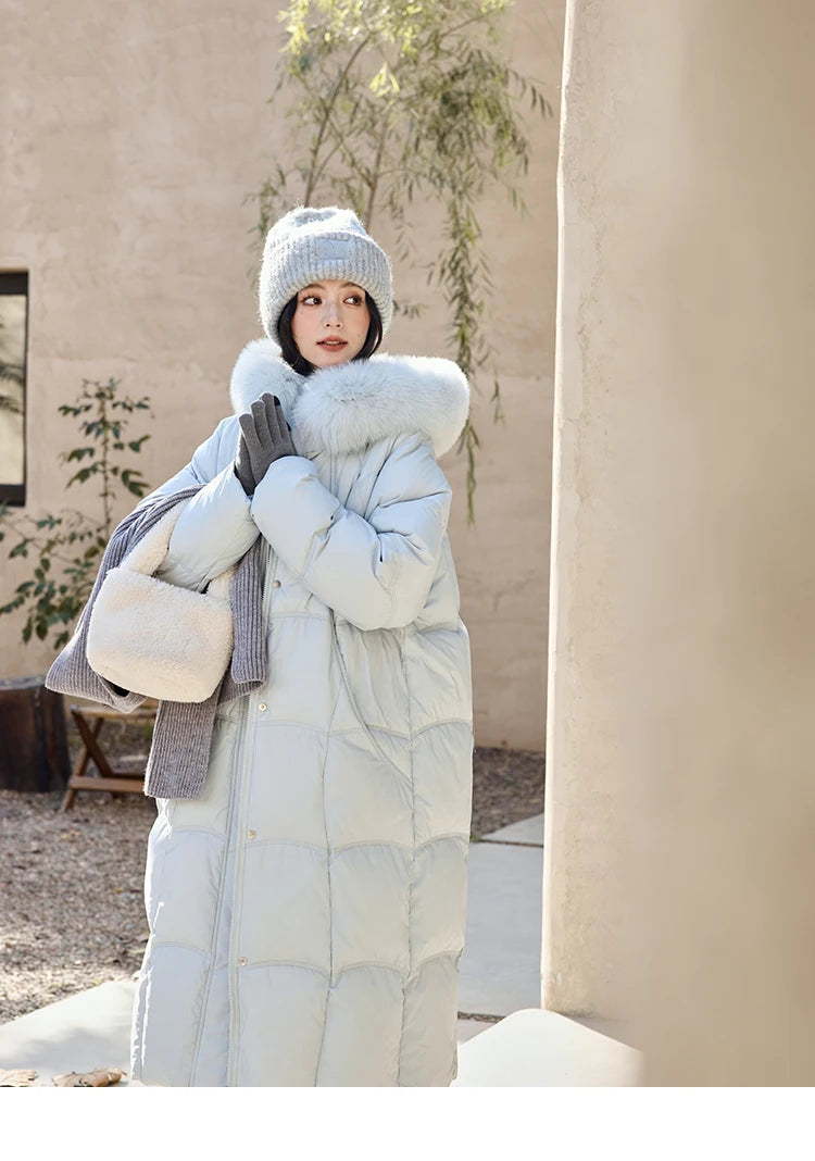 Mishow Fox Fur Collar Mid-Length Down Coat MXD54Y0050