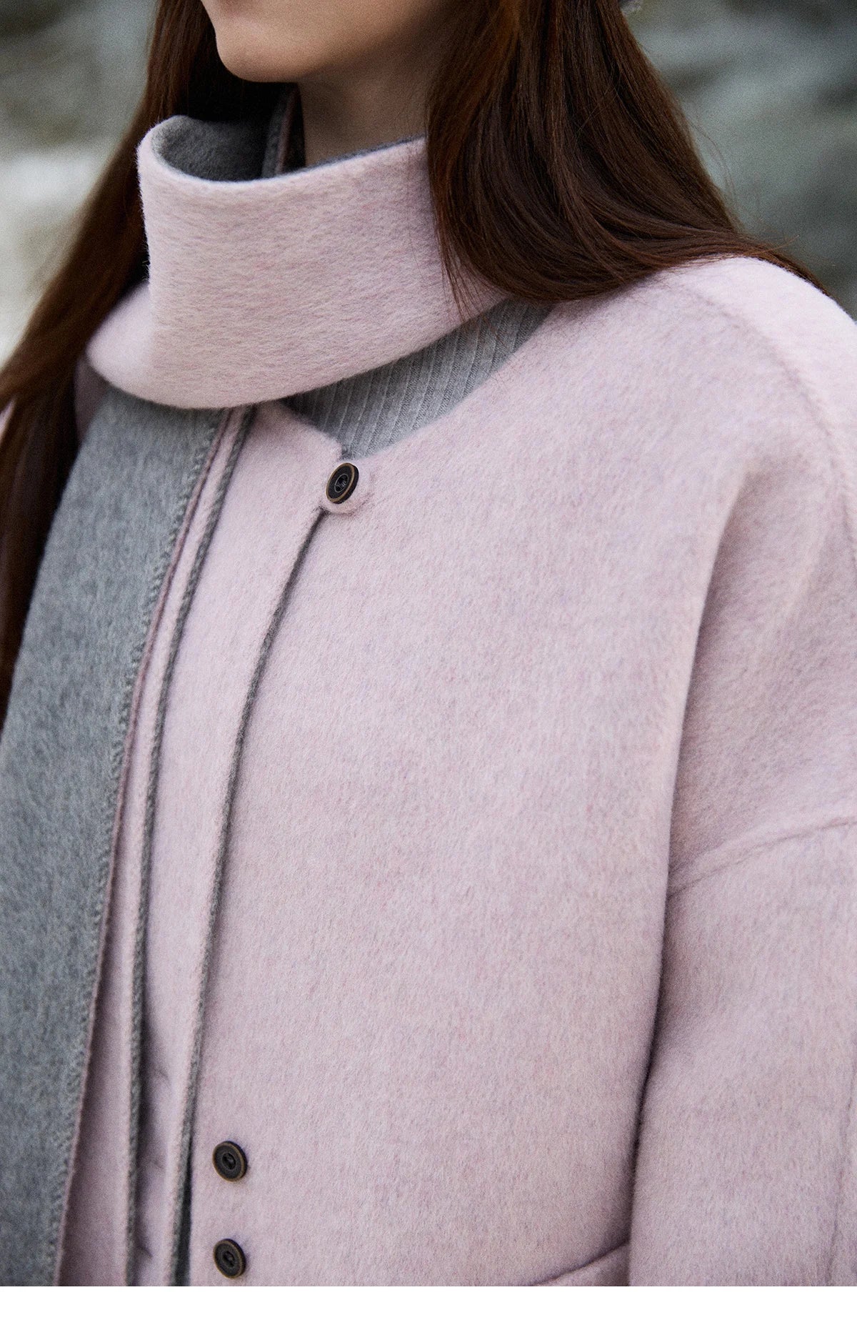 Mishow Tweed Wool Double-Faced Short Coat with Scarf MXE86W0977