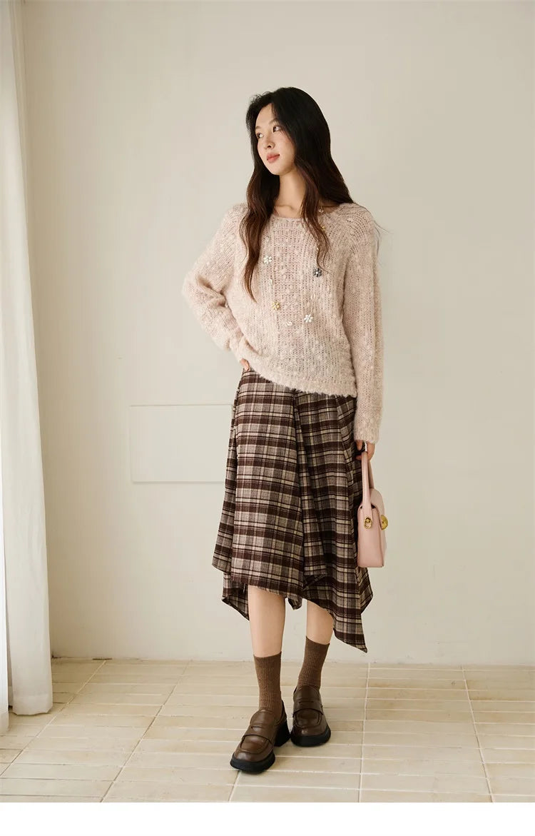 Mishow Scoop Neck Hollow Raglan Sleeve Sweater MXE46Z2565
