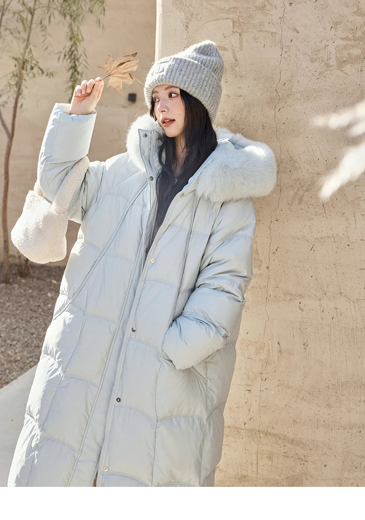 Mishow Fox Fur Collar Mid-Length Down Coat MXD54Y0050