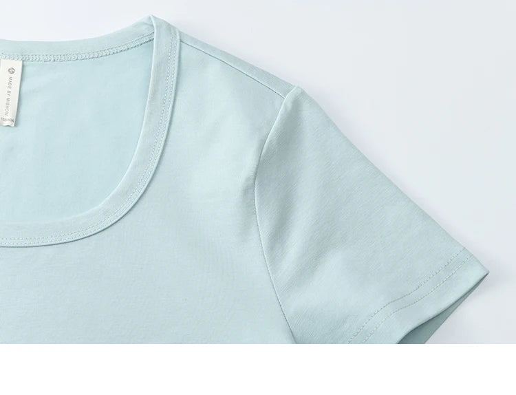 Mishow Solid Square Neck Straight Tee MXE15T0483