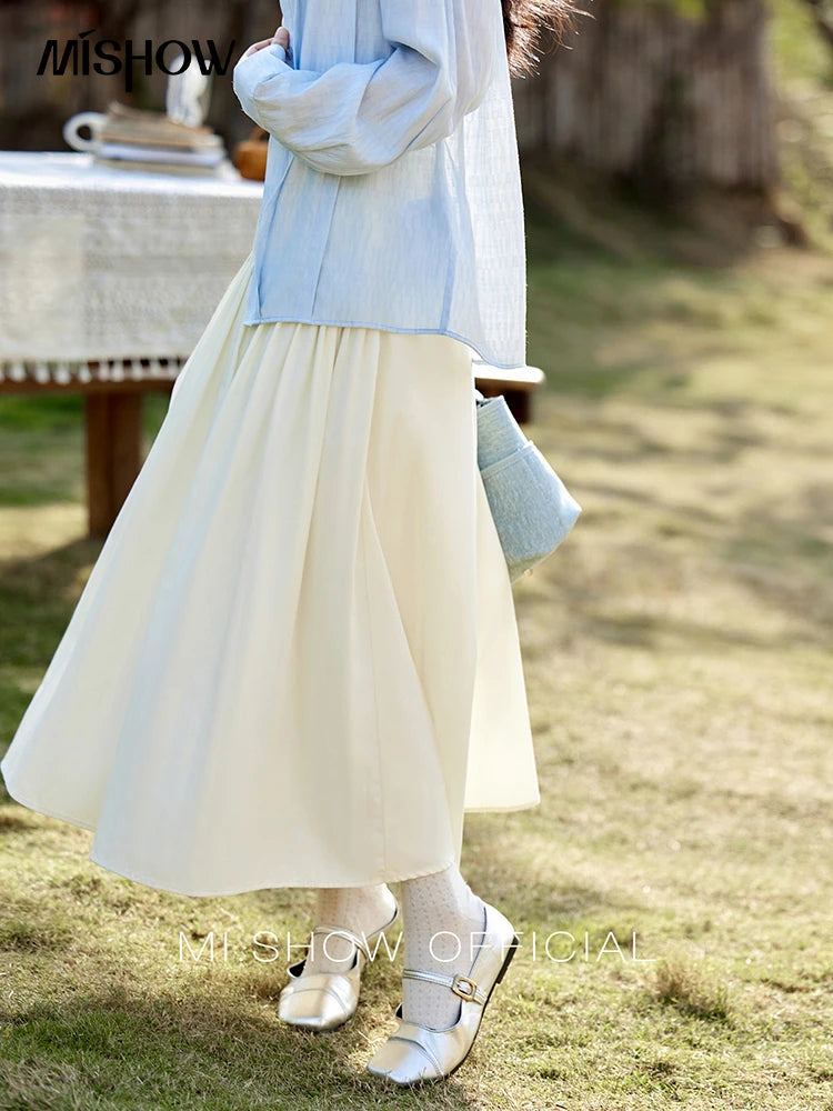 MISHOW Solid A-Line Slim Long Skirt High Waist Zipper MXE12B0663