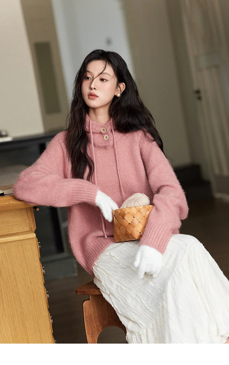 Mishow Hooded Neck Cozy Wool Pullover MXD59Z1123