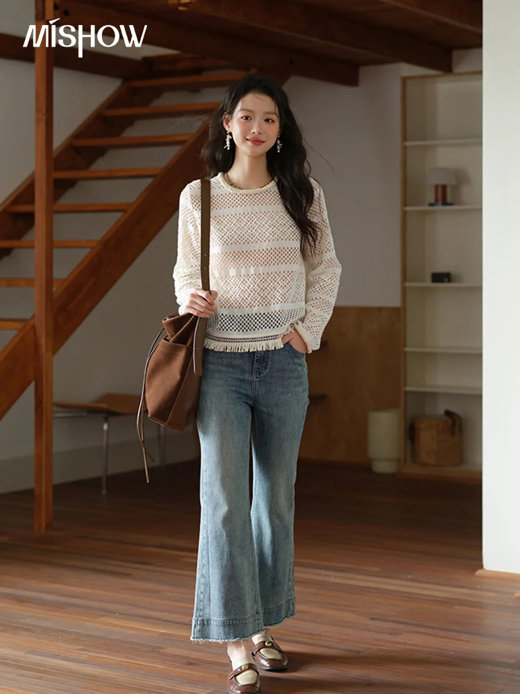MISHOW Bohemian Lace Hollow Top Hem Tassel Knit MXE41X2466