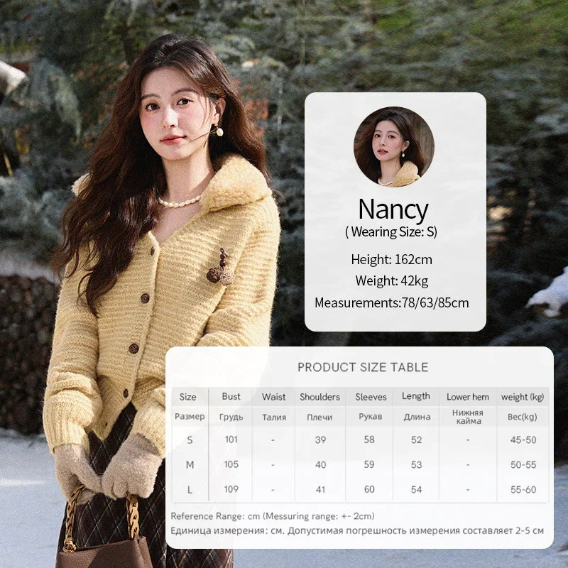 Mishow Detachable Fur Collar V-Neck Cardigan MXE90Z2758