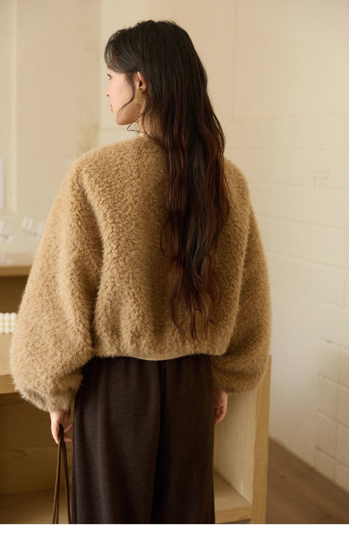 Mishow Retro Lamb Wool Crew Neck Jacket MXE90W0995