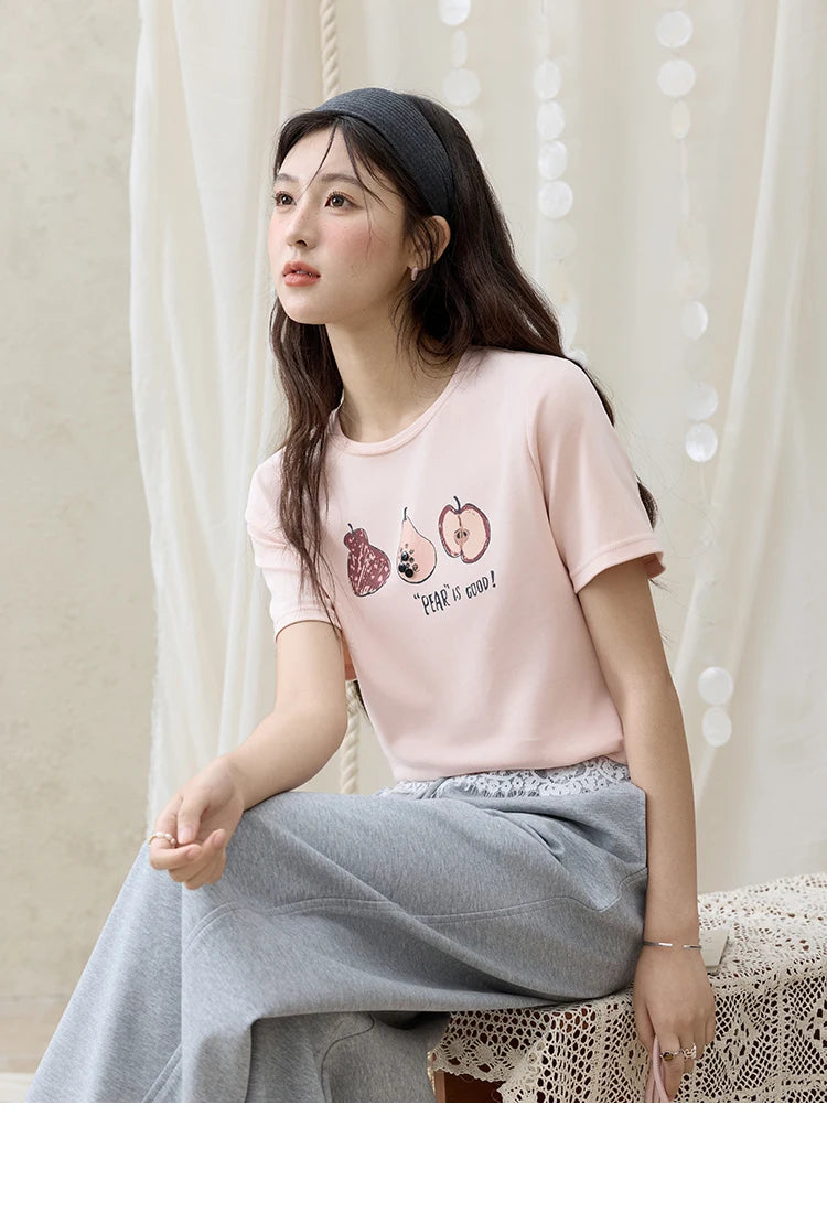 Mishow Cartoon Print Slim Office Tee MXE33T0500