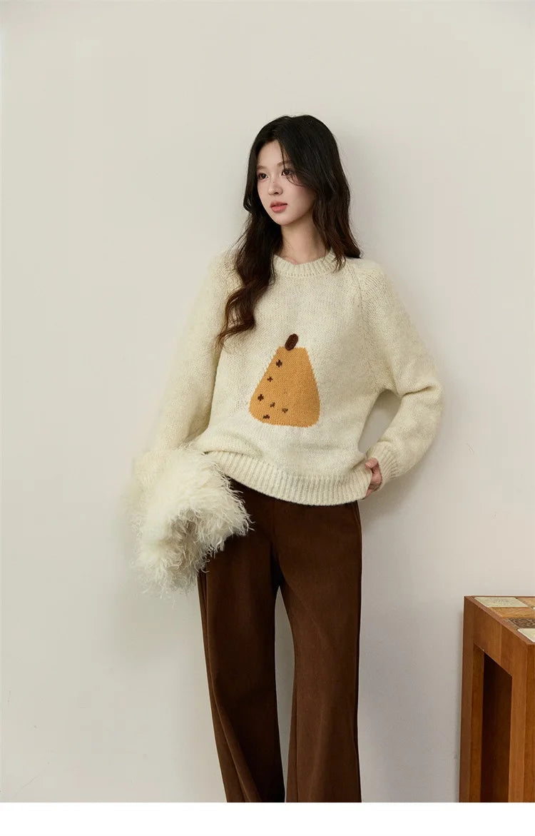 Mishow Pear Pattern Jacquard Crew Neck Pullover MXE94Z2959
