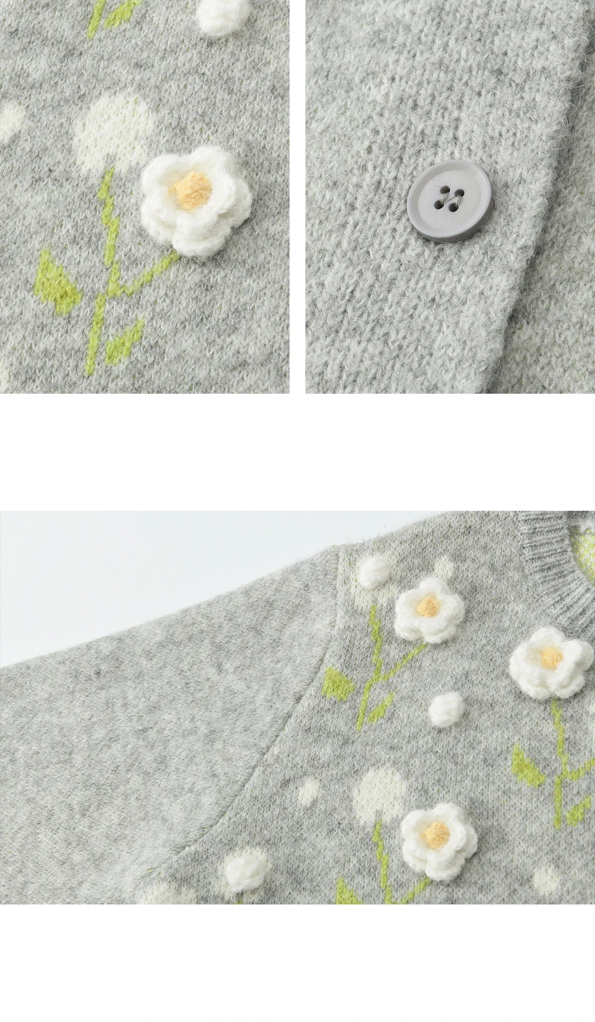 Mishow Gray Flower Embroidery Round Collar Cardigan MXE91Z2836