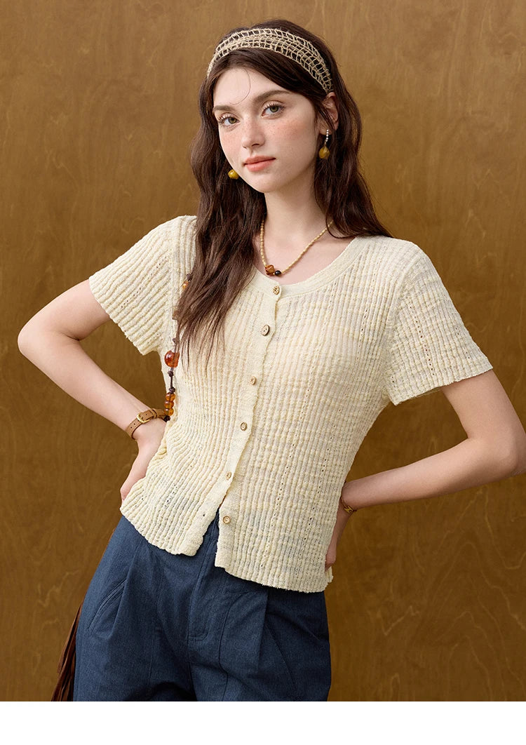 Mishow Solid Knit Round Neck Office Tee MXE31Z1229