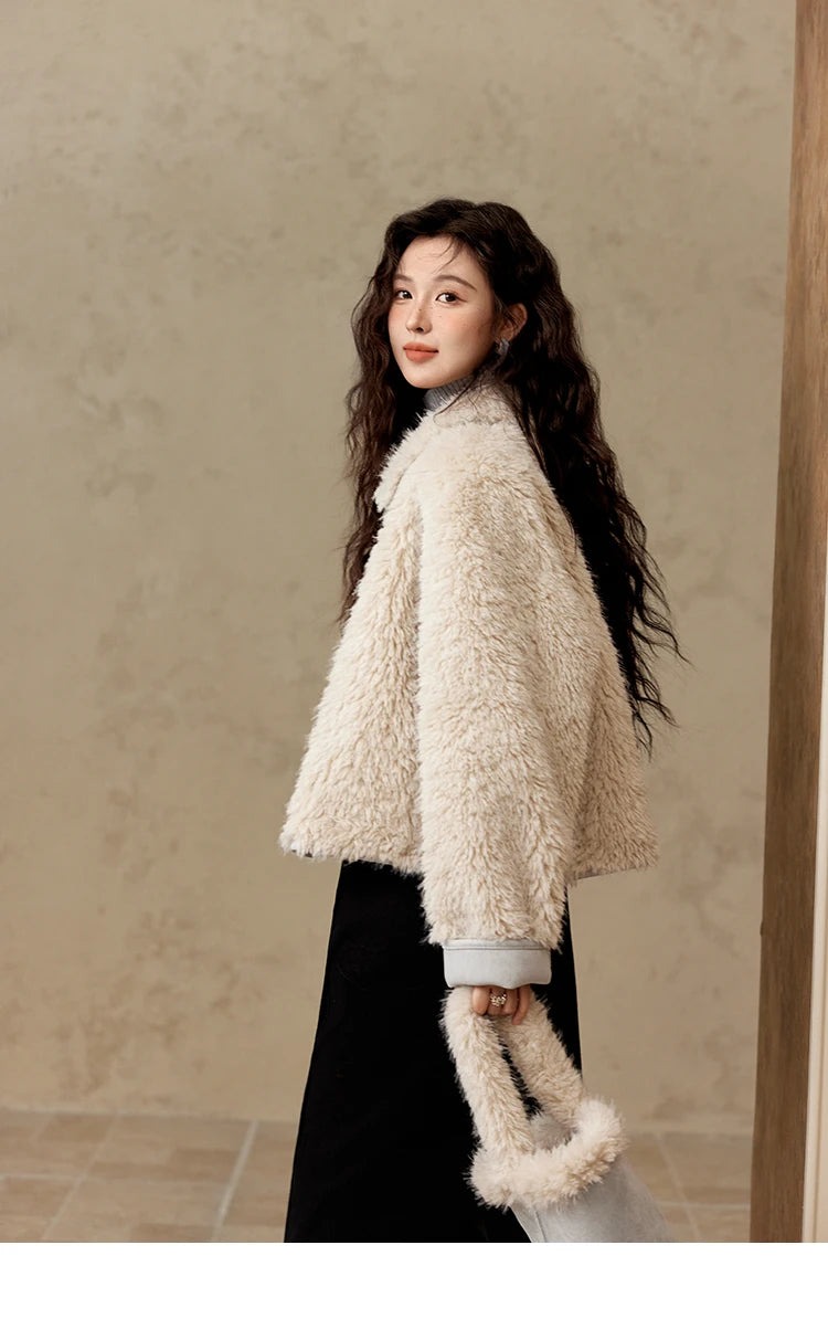 Mishow Suede Plush Lamb Wool Spliced Jacket MXD59W0753