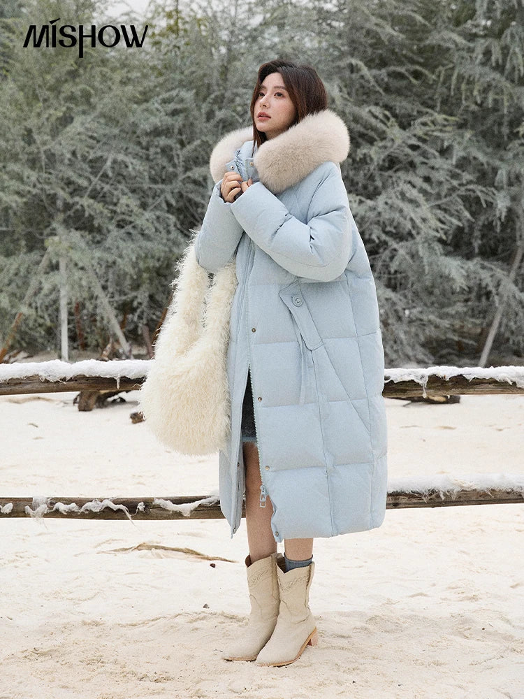 Mishow Hooded 90% White Duck Down Long Coat MXE51Y0079