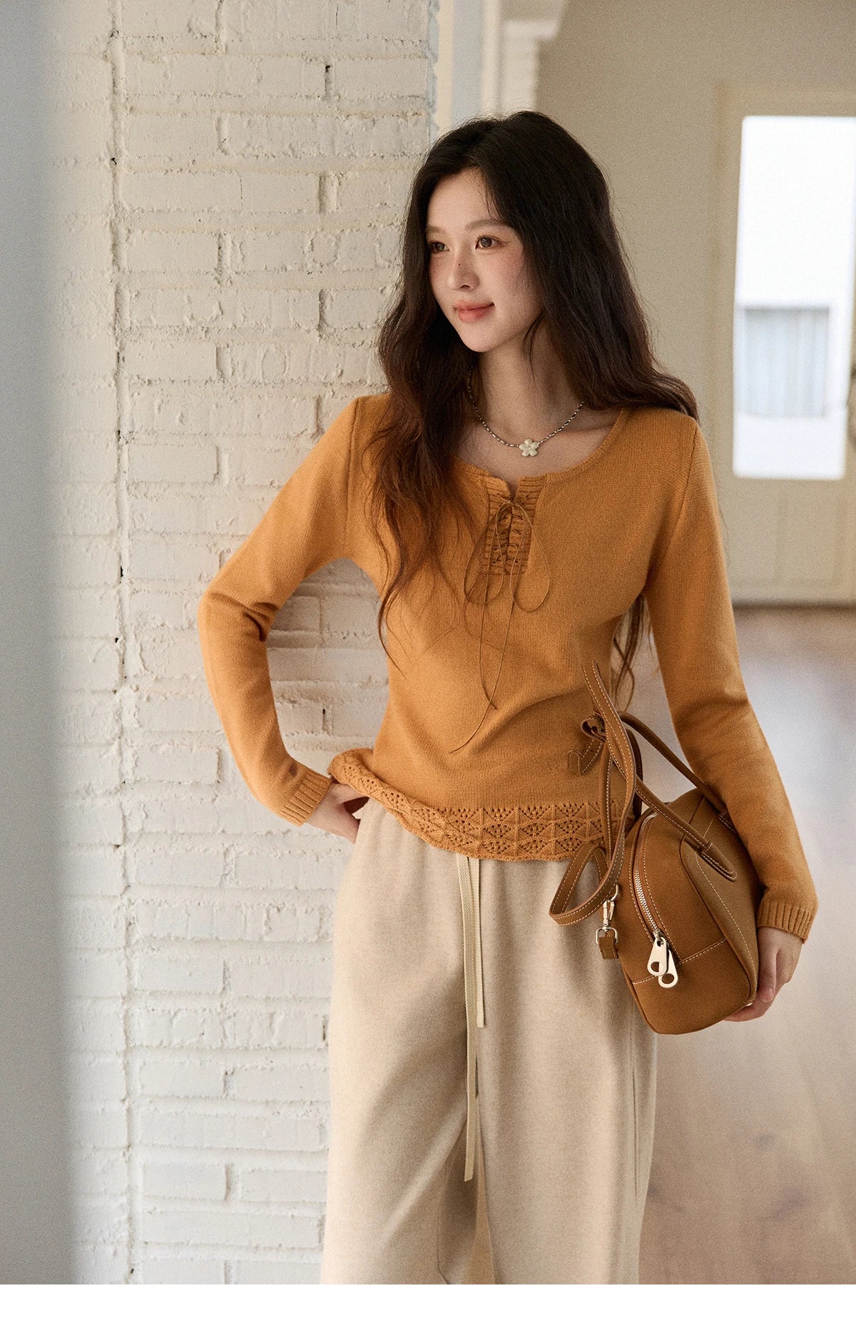 MISHOW Wide-Leg Pants High Waist Straight Lace-Up Loose MXE89K1100