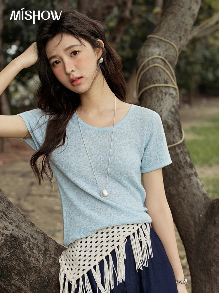Mishow Solid Slim Knit Office Tee MXE34Z1257