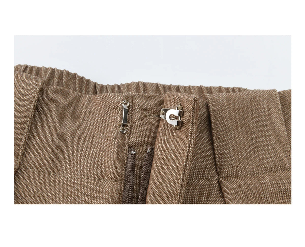 MISHOW Camel Wide Leg Pants High Waist Pleated MXF108K1007