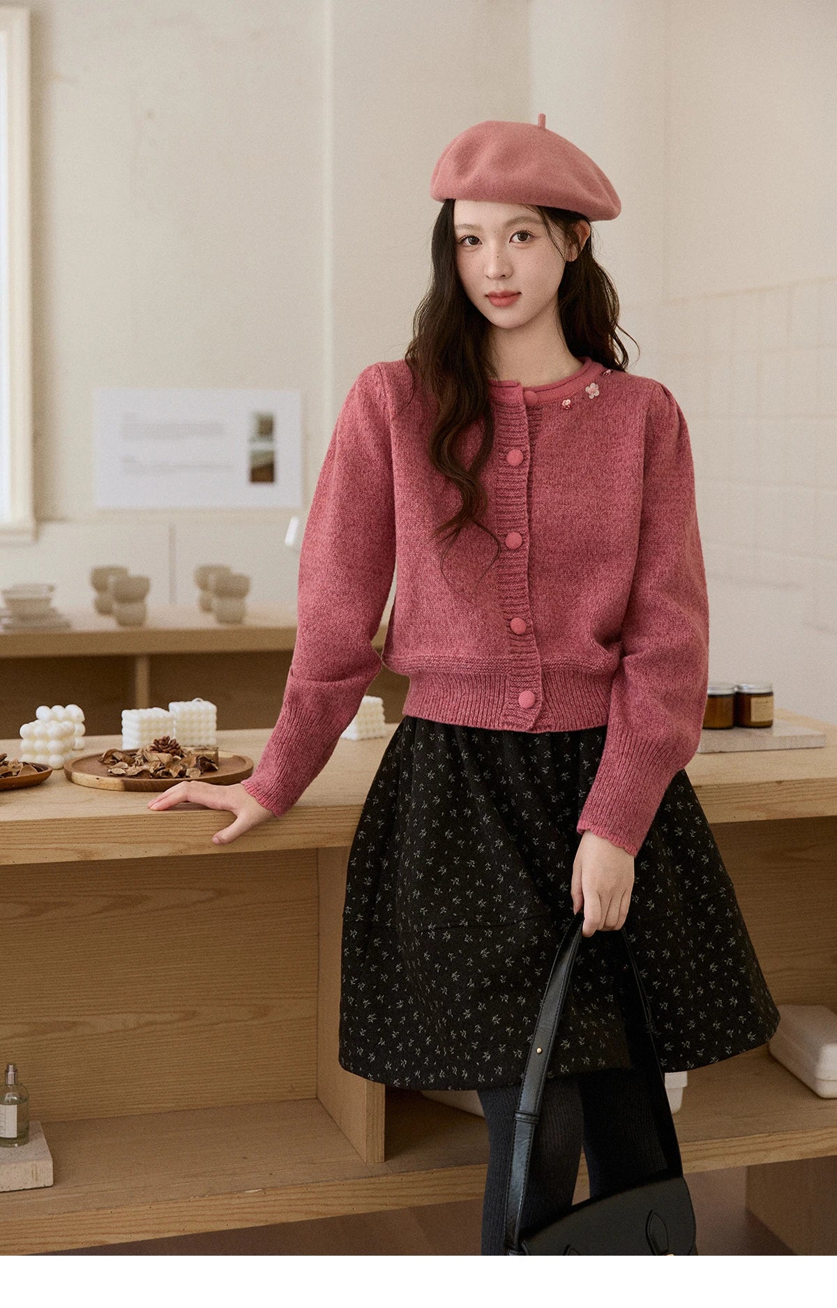 Mishow Rose Red Sequin Beaded Floral Cardigan MXE93Z2808
