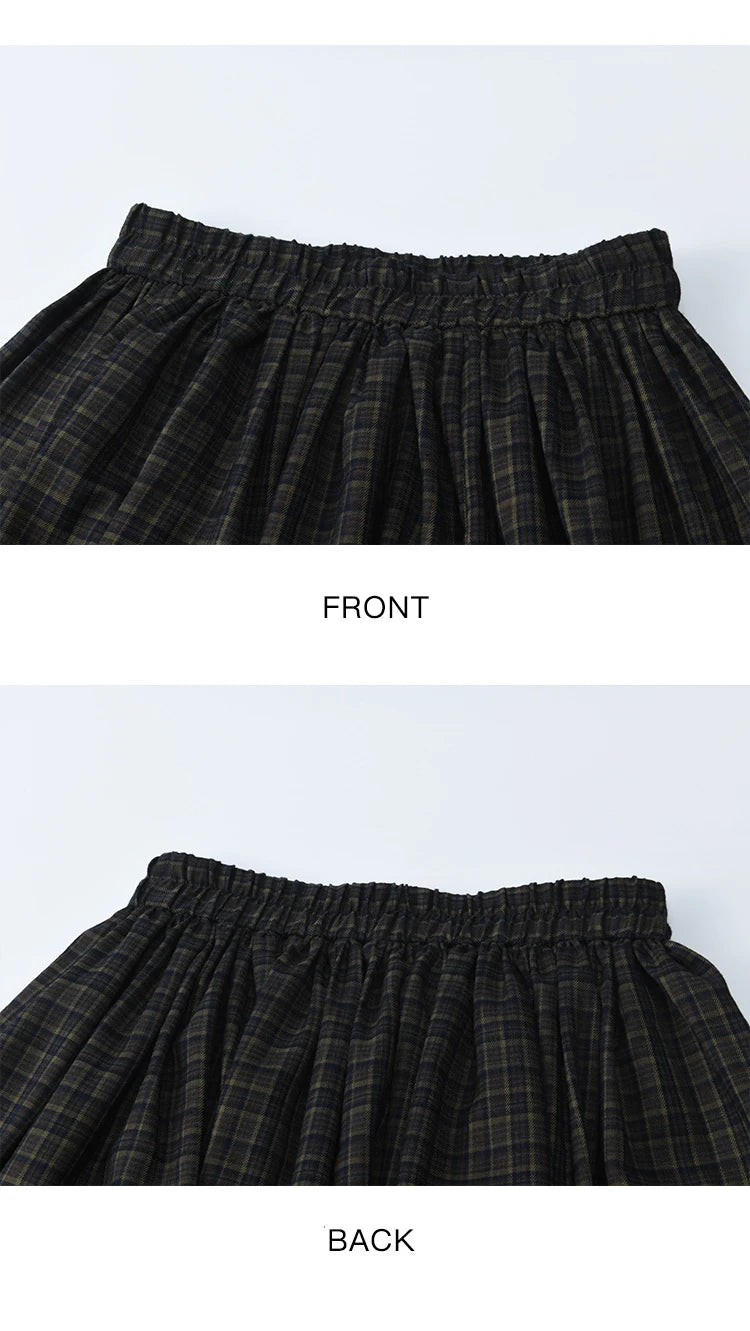 Mishow Green Plaid Handmade Flower Lace Skirt MXE44B2407