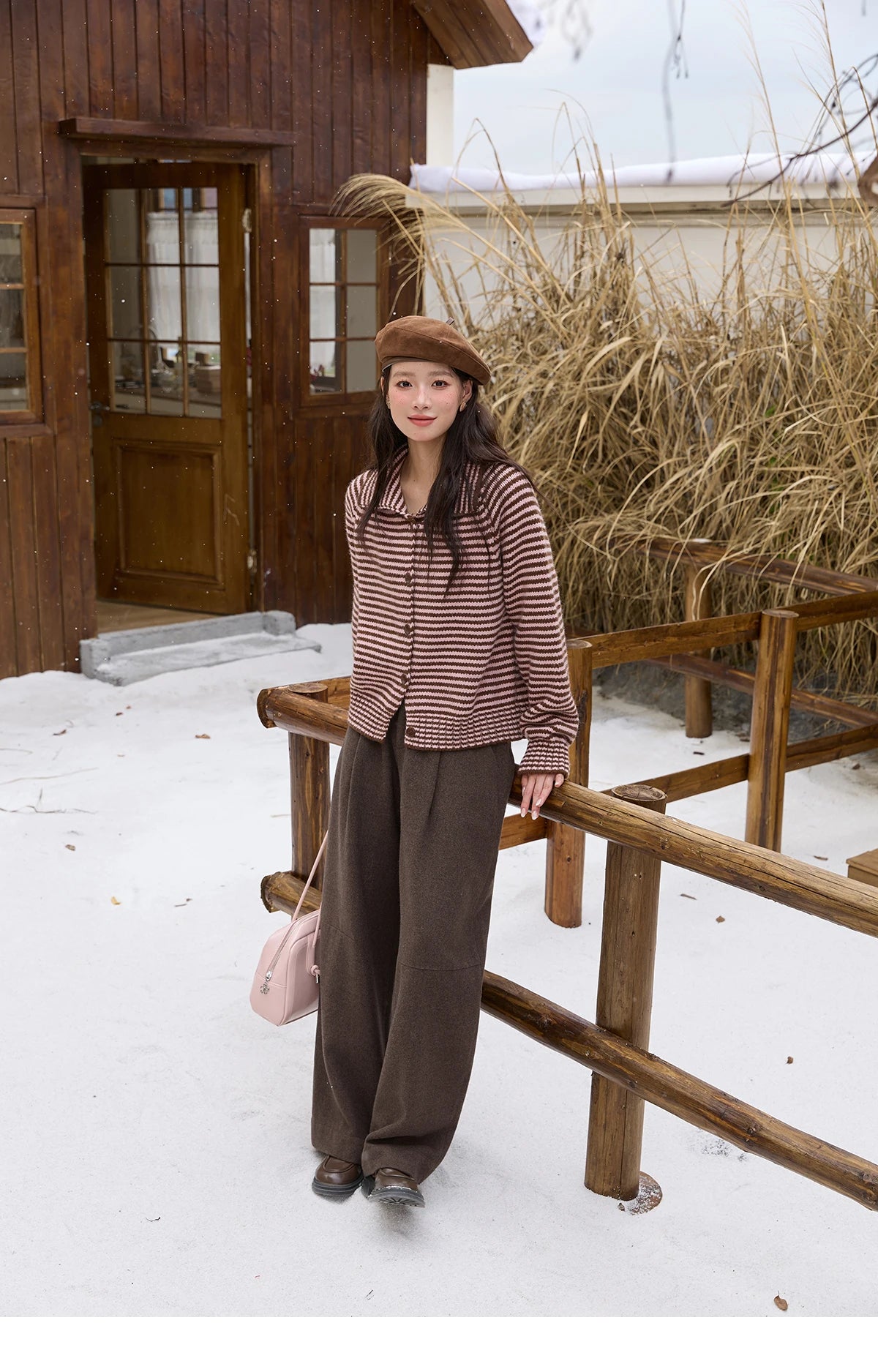 Mishow Striped Stand Collar Raglan Cardigan MXE88Z2690