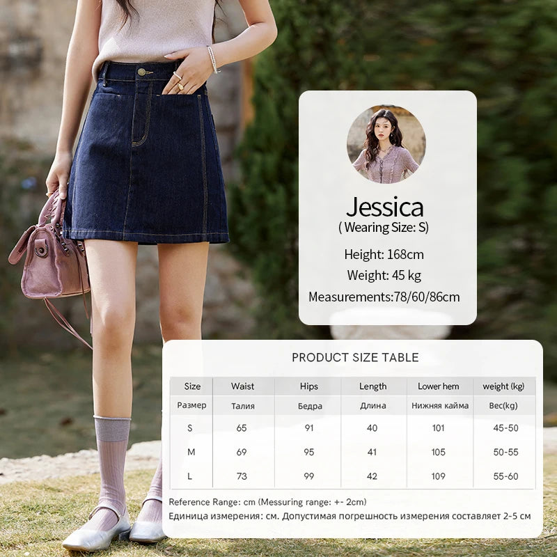 Mishow Retro Deep Blue High Waist A-Line Denim Skirt MXE13B0658