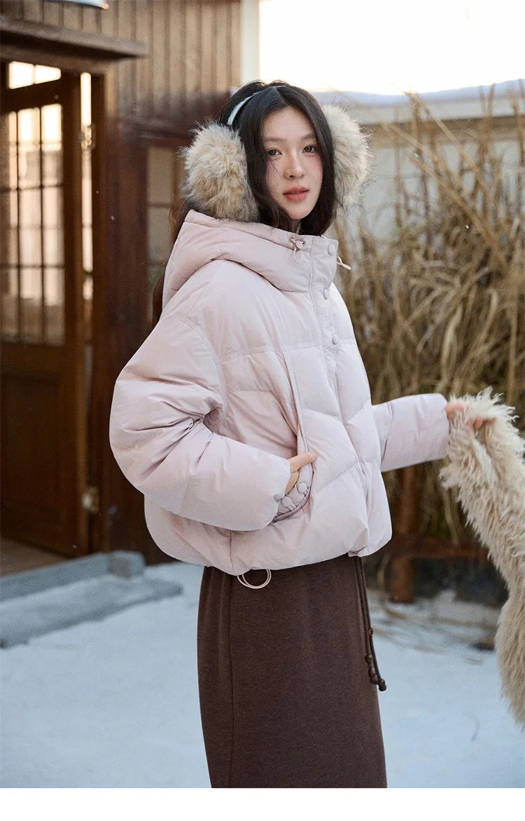 Mishow Hooded 90% White Duck Down Short Coat MXE51Y0080