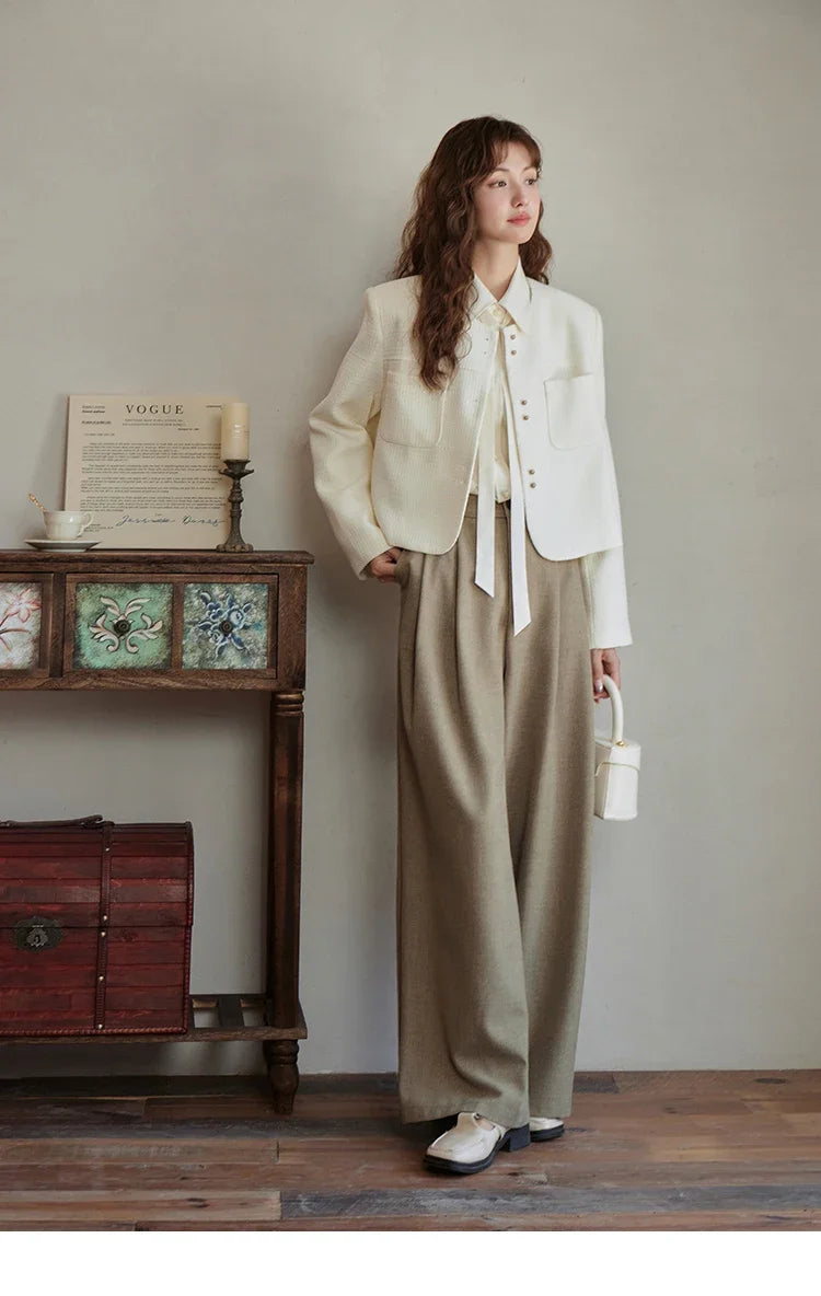 Mishow Retro Round Neck Gold Button Jacket MXC44W0072