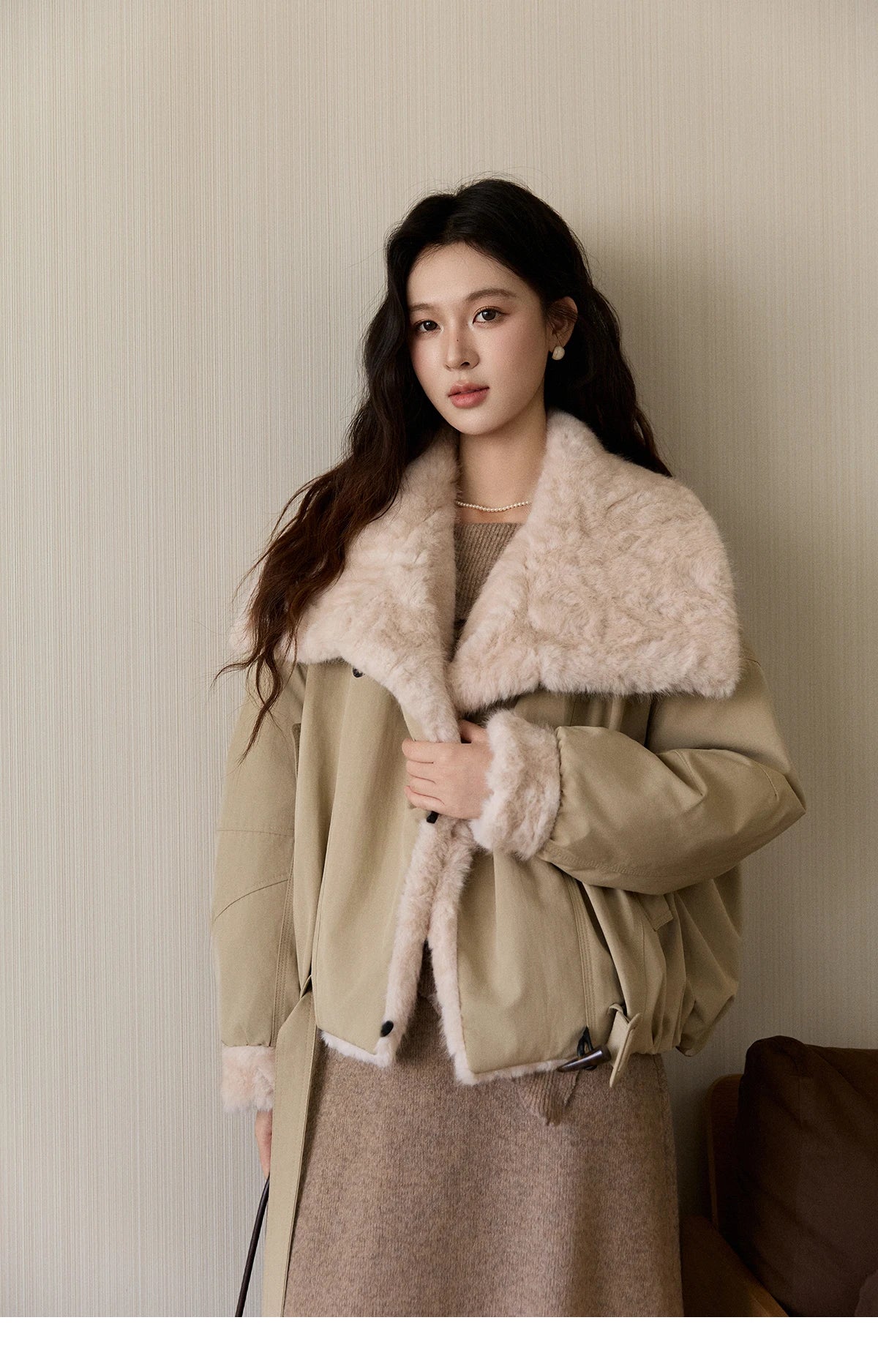 Mishow Large Lapel Fur Collar Down Jacket MXE94W1046