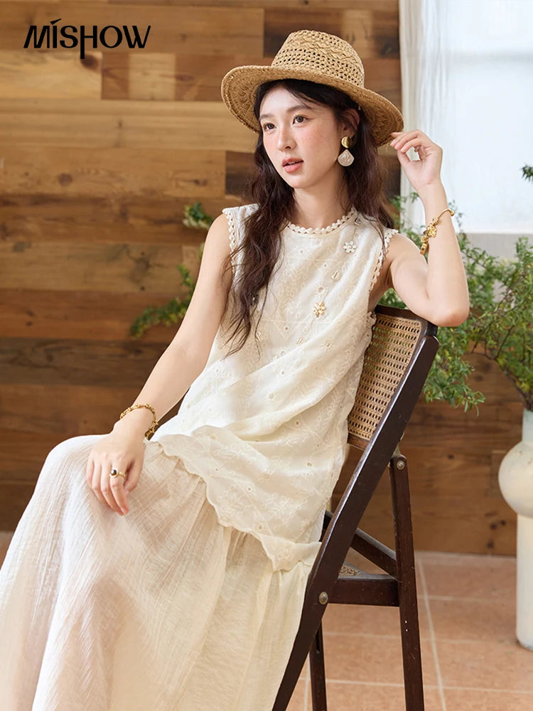 Mishow French Embroidery Fake Two-Piece Vest Dress MXE34L2311