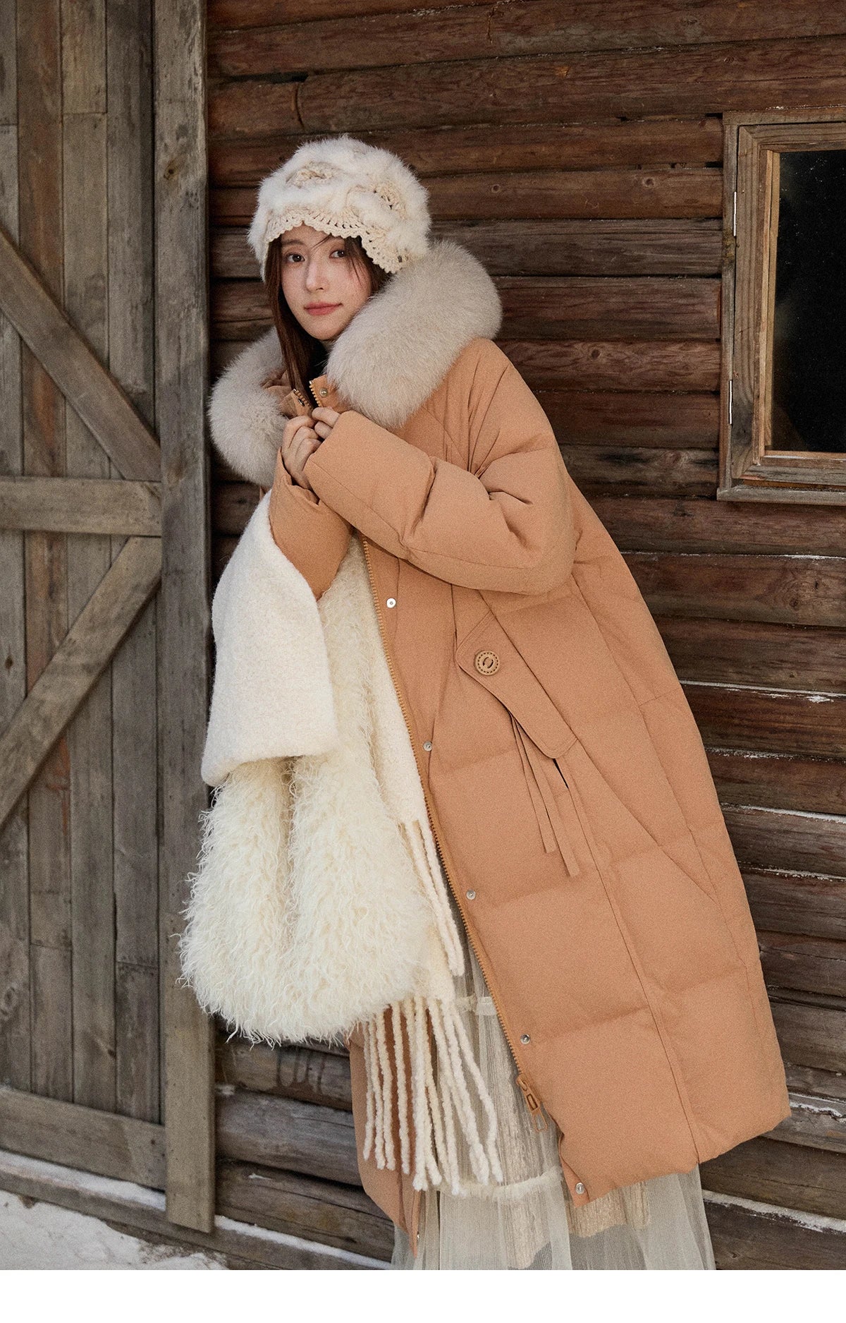 Mishow Hooded 90% White Duck Down Long Coat MXE51Y0079