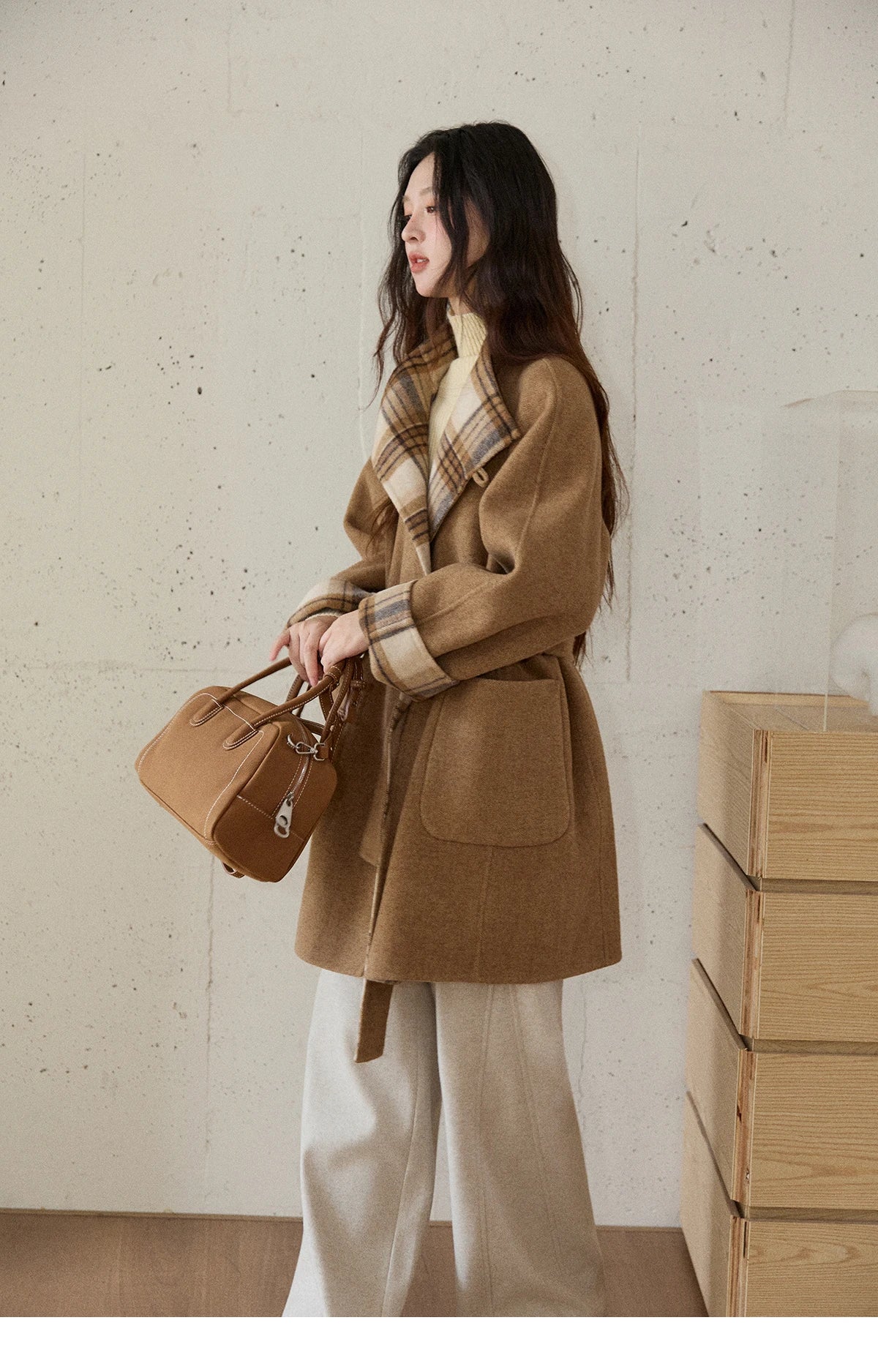 Mishow Plaid Double-Faced Wool Coat MXE89W0898