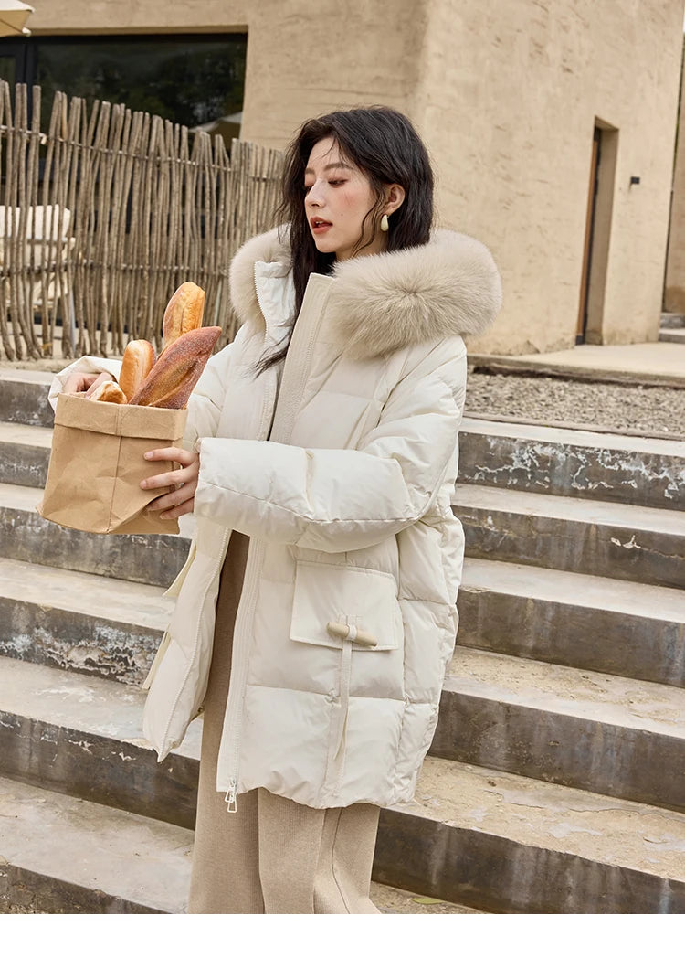 Mishow Hooded Thickened 90% Down Long Jacket MXD36Y0051