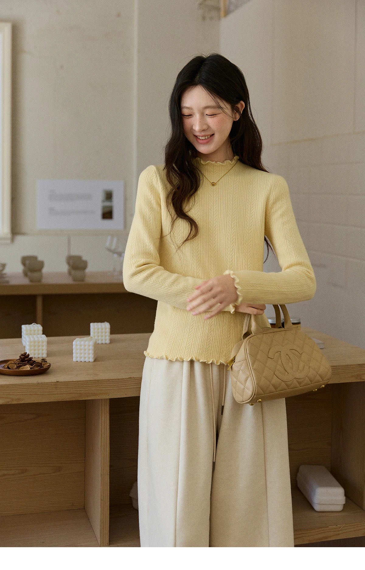 Mishow One Piece Velvet Mock Neck Knitted Top MXE88Z2597