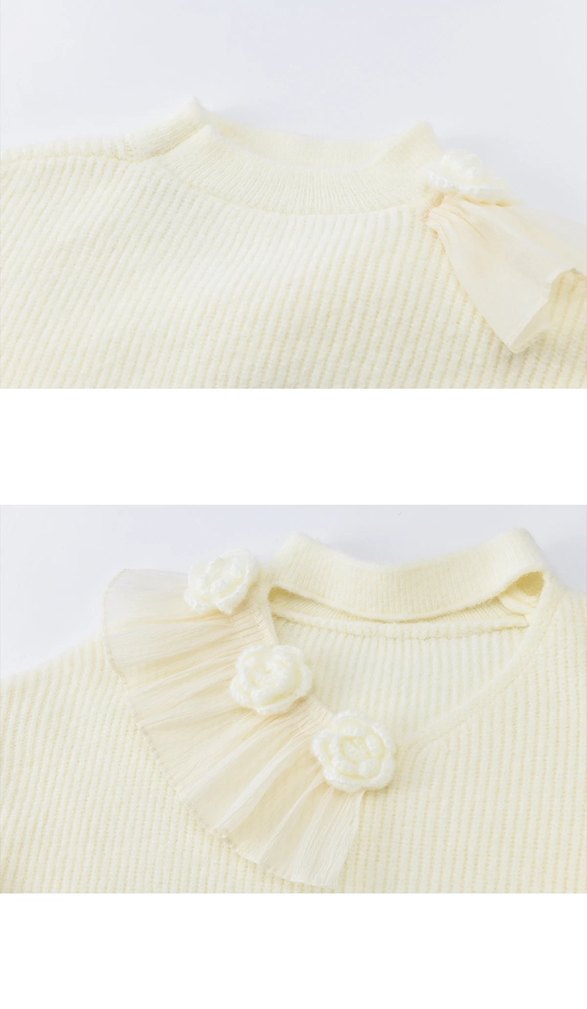 Mishow Cutout Neck Ruffle Flower Lantern Sleeve Pullover MXE94Z2982