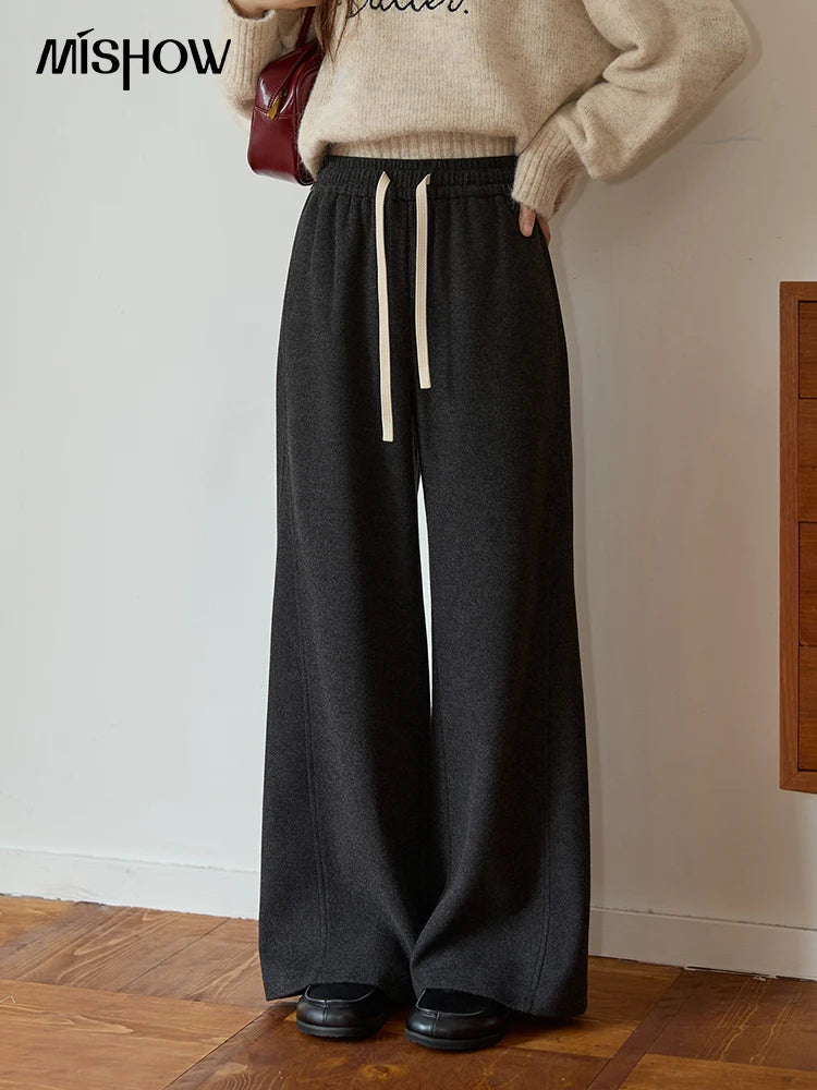 MISHOW Wide-Leg Pants High Waist Straight Lace-Up Loose MXE89K1100