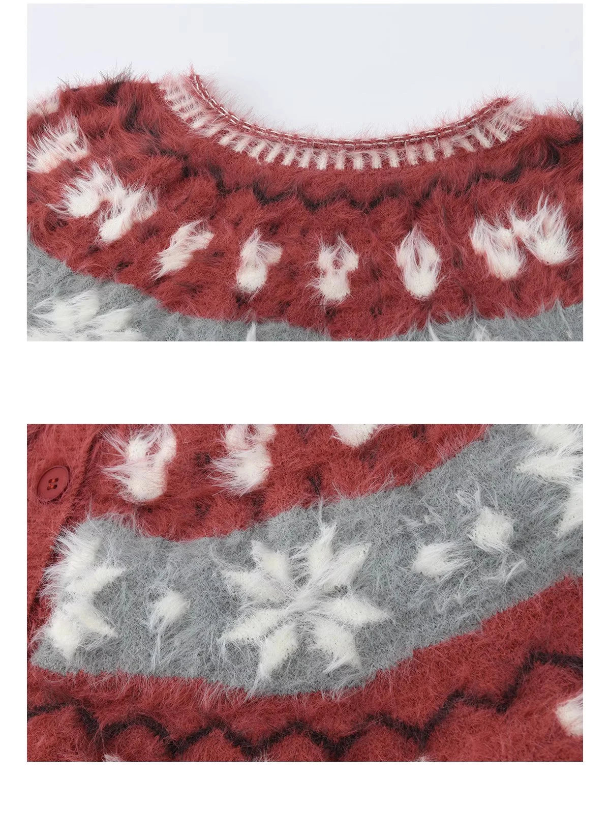 Mishow Red Imitation Mink Fur Snowflake Cardigan MXE91Z2801