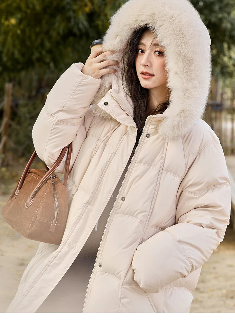 Mishow Fox Fur Collar Mid-Length Down Coat MXD54Y0050