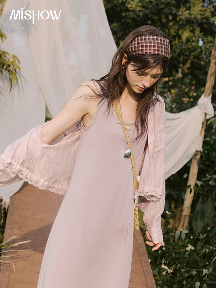Mishow Solid Sleeveless Round Neck Long Dress MXE33L2205