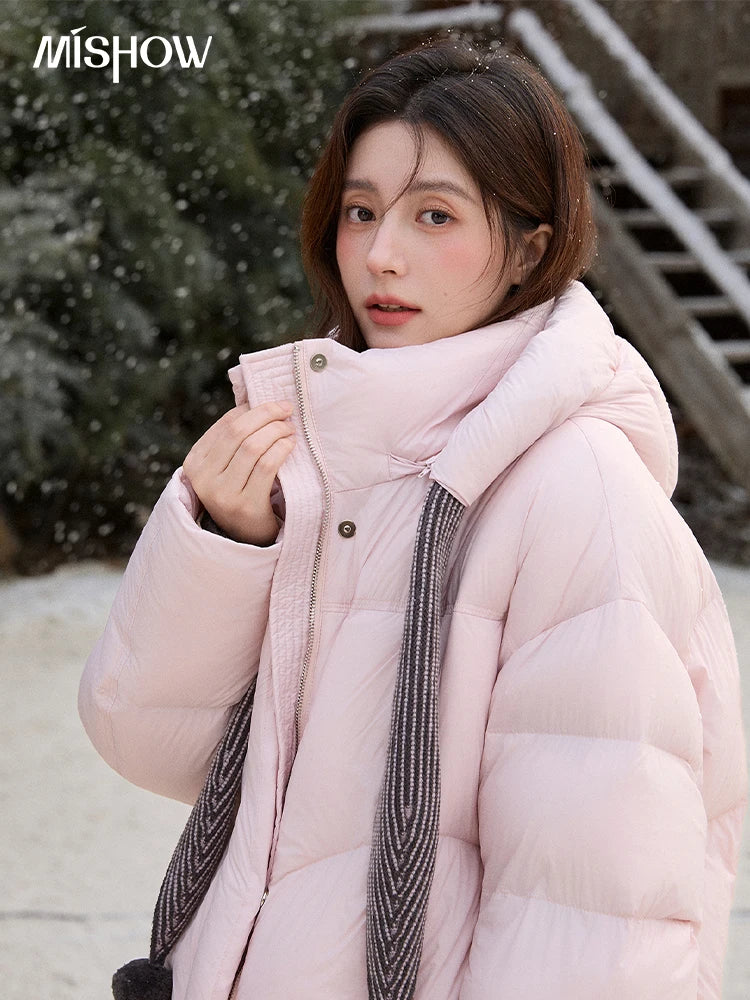 Mishow Pom-Pom Hooded Sweet Down Jacket MXE92Y0088