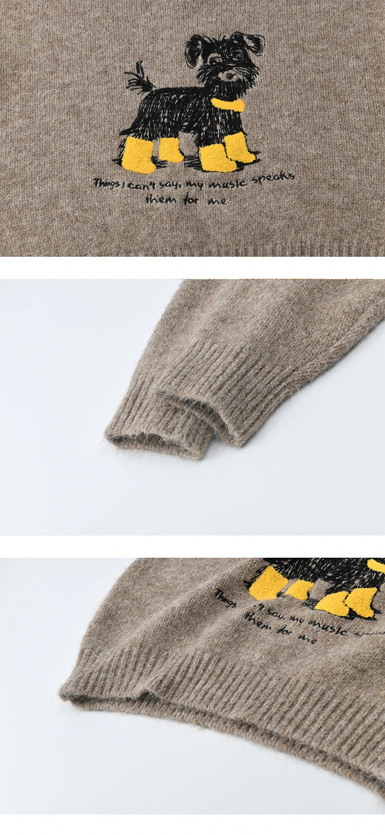 Mishow Puppy Embroidery V-Neck Loose Pullover MXE48Z2570