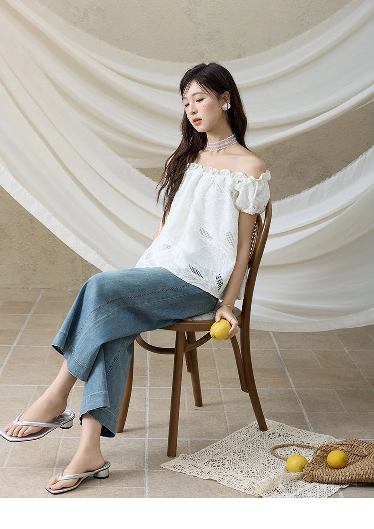 Mishow Slimming High Waist Ankle-Length Wide Leg Jeans MXE32K0919