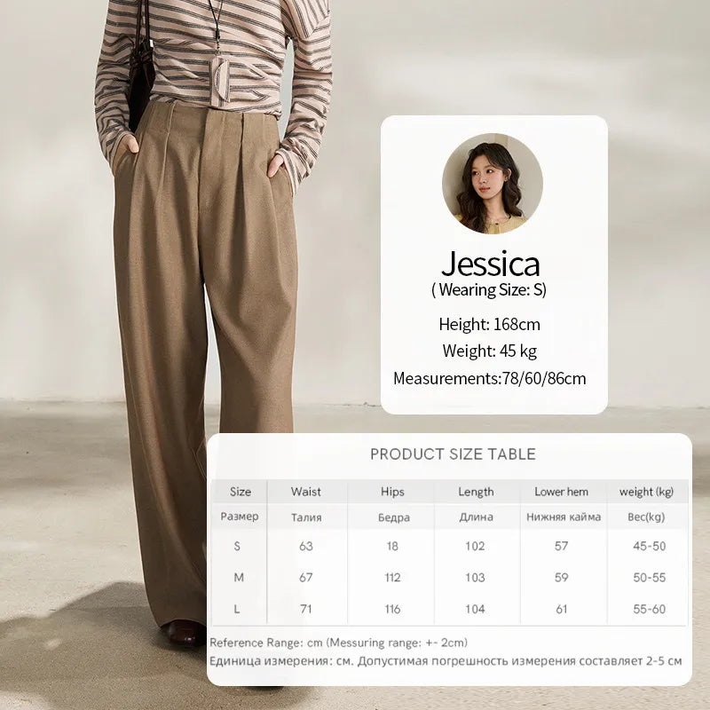 MISHOW Camel Wide Leg Pants High Waist Pleated MXF108K1007