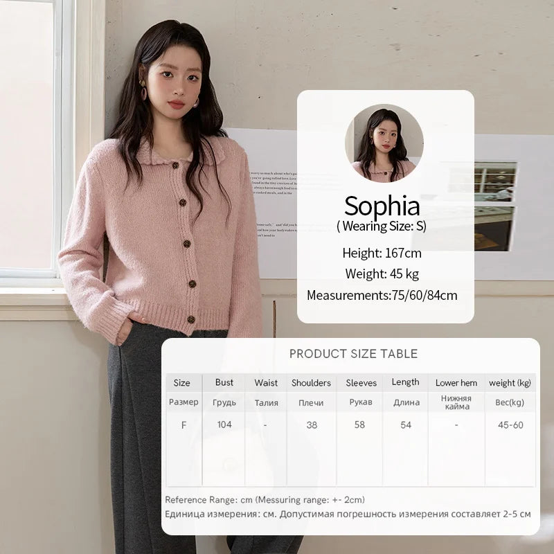 Mishow Pink French Turn-Down Collar Cardigan MXE48Z2569